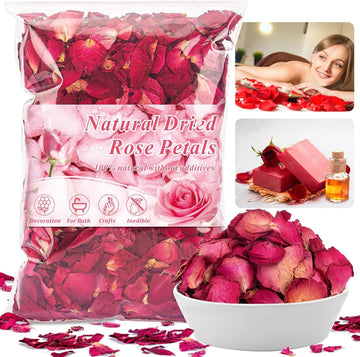 Dried Rose Petals - Real organic dried rose petals for rose bath spa, soap making, wedding confetti resin, DIY craft accessories