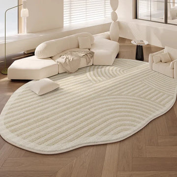 Irregular Shapes Rugs for Bedroom Thick Plush Lounge Rug Cream Style Living Room Decoration Carpet Fluffy Soft Bedside Floor Mat