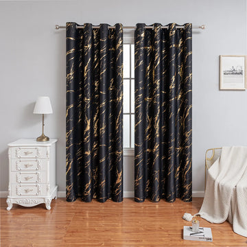1PC hot stamping marble pattern high-precision perforated blackout curtains, suitable for decorating living room and bedroom