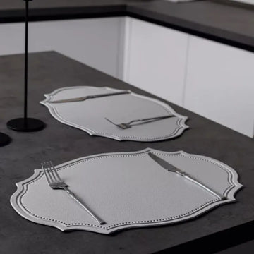 1/4/10pcs Oval Shaped Placemats Light Grey Faux Leather Table Mats Pad Kitchen Accessories Outdoor Indoor Party Table Decor