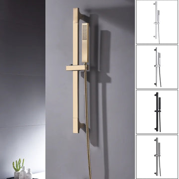 Wall Mounted Adjustable Slide Shower Bar Bathroom Shower Riser Sliding Bar Set with Hose and Stainless Steel Shower Hand Shower