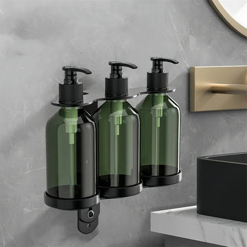 Wall Mounted Non-Perforated Stainless Steel Soap Dispenser Hotel Shampoo & Body Wash Separate Bottle Bathroom Kitchen Bath