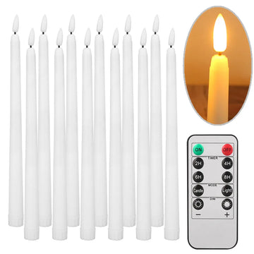 Pack of 12/24Pc LED Flameless Flickering Taper Candles with Remote Battery Operated Tea Lights Home Wedding Decor Candlesticks