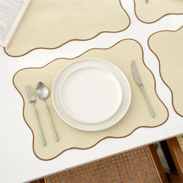 Dining Rectangular Lace Decorative Edge Kitchen Solid Place Mat Nordic Waterproof Oil-Proof Heat-Resistant Table Mats