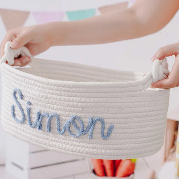 Personalized Baby Shower Gift Basket, Cotton Rope Baby Basket,Toys Basket, Baby Gift Name, Newborn
