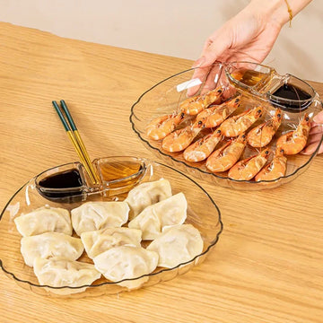 Dumpling Plate with Vinegar Plate for Household Creative Dumpling Plate for High-value Special Divide Shell Dish Food