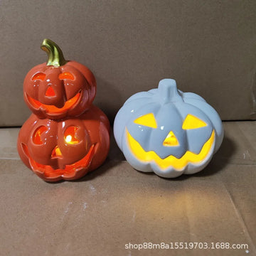 Halloween decoration pumpkin Ceramic lamp home decor Table decoration and accessories Ghost Festival Skull Ornaments LED Lights