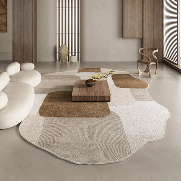 American Retro Rugs for Bedroom Fluffy Soft Brown Plush Rug Irregular Living Room Decoration Carpet Large Area Thicken Floor Mat