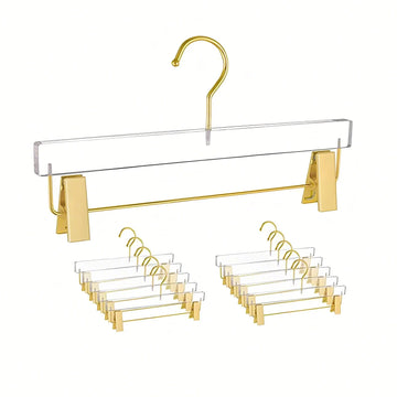 10PC, Household Acrylic Clothes Hanger,Anti-slip Trousers Hanger Closet Organizer Pants,Skirts,Jeans,Powerful Clip,No Trace