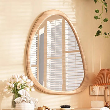 Irregular Wall Mirror Living Room Decoration Modern Girls Mirror Funky Wooden Asymmetrical Bathroom Espelhos Home Decorations