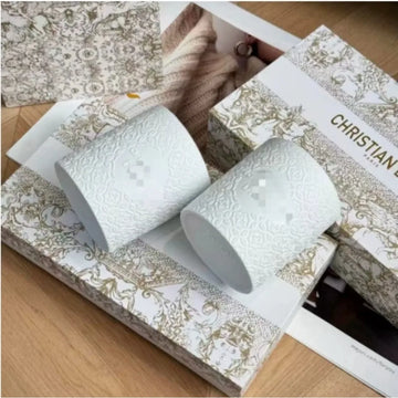 Cloud Water Ice Heart Relief Ceramic Aromatherapy Candle Gift Box Packaging with Hand Gift Hollow