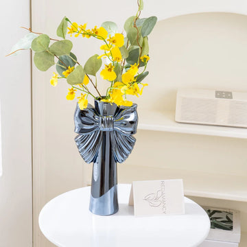 28cm Modern-Minimalist Bow Ceramic Vase, Perfect for Office & Living Room, Ideal for Hydroponic Plants & Home Decor