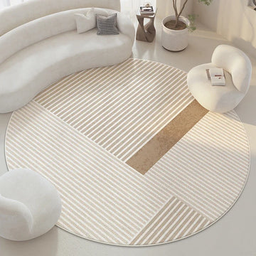 Modern Minimalist Round Living Room Decoration Carpet Fluffy Soft Plush Rugs for Bedroom Thicken Bedside Mat Line Cloakroom Rug