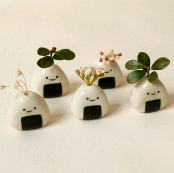5/2/1PCS Mini Flower Vase Cute Rice Ball Ceramic Bud Vases Onigiri Hydroponic Vase Decorative Vases Unique Vase For Dry Flowers