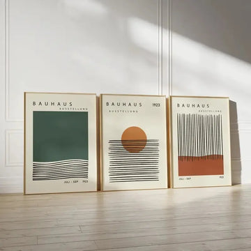 3pcs/set Abstract Orange Beige Bauhaus Canvas Print Mid-century Geometric Wall Art Poster Modern Living Room Bohemian Home Decor