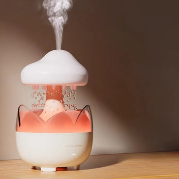 Remote Control Air Humidifier and Aroma Diffuser with Cloud Rain Design, 7 Color LED Night Light for Bedroom, Office Desk, Home