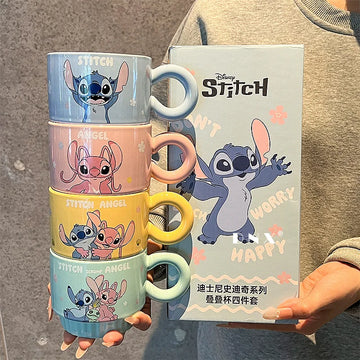 New Stitch Anime Cute Cartoon Model Ceramic Home Office Water Cup Good looking Milk Coffee Stacked Cup Peripheral Birthday Gift