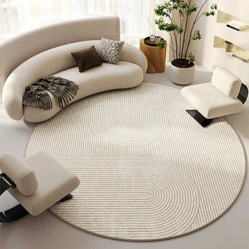 Line Round Carpet Beige Style Whole House Large Area Carpets Living Room Bedroom Light Luxury High End Non Slip Simple Rug 러그