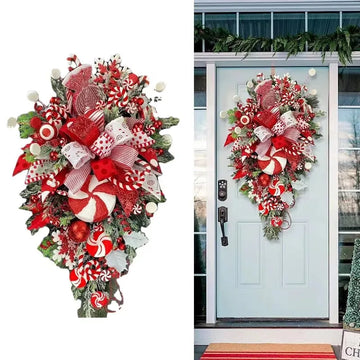 1PCS Christmas Wreath Artificial Hanging Ornaments Floral Foliage Garland for New Year Xmas Navidad Decoration Ornaments