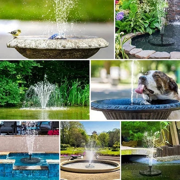 1W/1.4W/2.5W solar fountain with 6 nozzles suitable for gardens bird baths ponds swimming pools outdoor and backyard aquariums