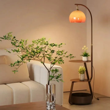 French Design E27 Led Floor Lamps Glass Lampshade Living Room Sofa Bedroom Bedside Wireless Rechargeable Wooden Standing Lights