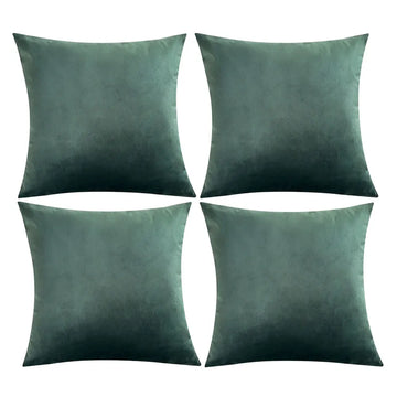 Pack of 4 Velvet Throw Pillow Cover for Sofa Ultra Soft Dark Green Cushion Cover Nordic Style Home Decor Pillowcase Comfortable