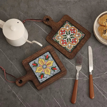 Wood Placemats Table Mat Waterproof Coaster Insulation Coffee Cup Mat Kitchen Decoration Plate Mats Party Accessories Ramadan
