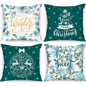 Home Decor Winter Greetings And Home Sweet Themes Pillow Covers Pattern Cushion Cover Suitable For Sofa Bedroom Car Pillow Cover
