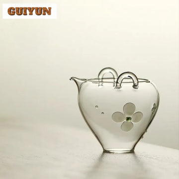 300ml Handmade Flower Bud Glass Tea Pitcher Pour Tea Sharing Pot Cha Hai Dispenser Justice Cup Puer Fair Mug Cafes Accessories