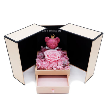 Preserved Roses Forever Decorative Dried Natural Flowers Bouquet Romantic Surprise Gift Jewelry Box for Women Anniversary