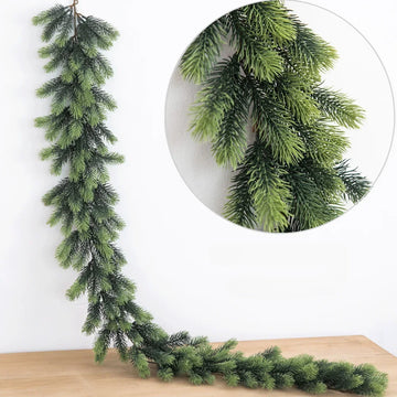 Artificial Christmas Pine Garland, Greenery Winter Garland Decor for Home, Wall, Porch, Table, Mantle, Indoor Outdoor Decoration