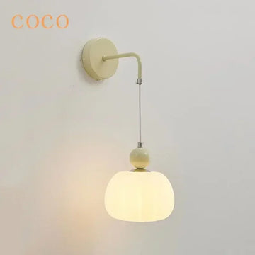 Nordic Cream Style Pumpkin Wall Light LED Home Decor Living Room Background Wall Bedroom Bedhead Corridor Staircase Lighting