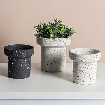 1PCS Creative Concrete Flower Pot for Succulents Nordic Style Indoor Planter with Tray Modern Home Decor for Living Room Balcony