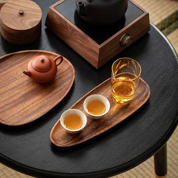 Wooden Tea Coffee Tray Irregular Solid Wood Dinner Plates Decorative Bread Snack Cake Food Dish Trays Tableware Home Decoration
