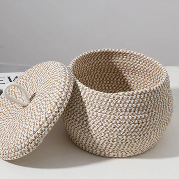 Cotton Rope Storage Baskets With Lid Small Decorative Boxes For ganization Baskets With Lids Woven Basket Desktop Organize