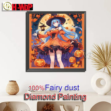 100% Fairy Dust 5D Diamond Painting Full Square Diamond Embroidery Halloween Gem Cross Stitch AB Diamond Art Crystal Home Decor