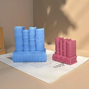 2-Size Book Candle Silicone Mold DIY Bookshelf Silicone Mold Making Resin Gypsum Cement Aromatherapy Candle Soap Home Decoration