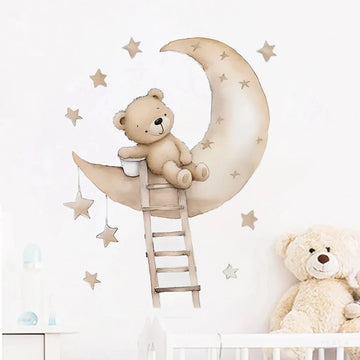 1Pc Cartoon Animal Star Moon Cat Rabbit Bear Wall Stickers for Room Decoration Living Room Decor for House