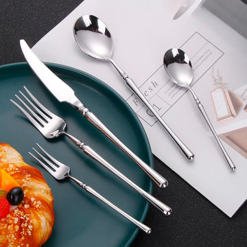 Stainless Steel Cutlery Set – 6/16/20/24/30 Pieces Silver Flatware | Mirror Finish Dinnerware Set for Wedding & Home | NaturalBuiltHome