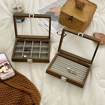 Walnut Wooden Jewelry Box – Elegant Organizer with Compartments for Rings, Earrings & Bracelets | Naturalbuilthome