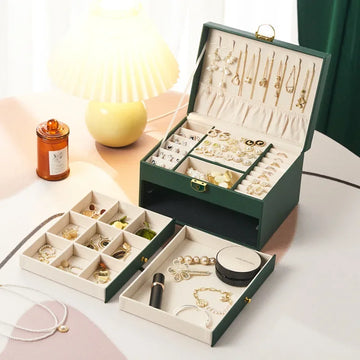 3-Layer PU Leather Jewelry Box – Lockable Organizer with Drawers for Rings, Necklaces, Earrings & Bracelets | Naturalbuilthome