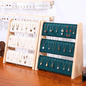 3-Tier Wooden Necklace Display Stand – Elegant Jewelry Holder for Pendants & Chains | Naturalbuilthome