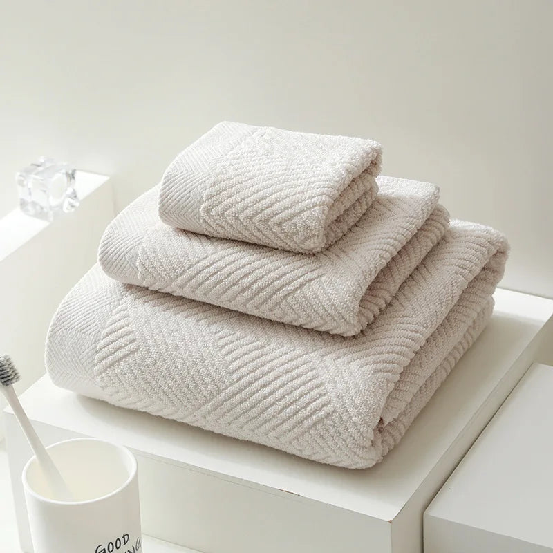 3pcs Cotton Bath & Face Towel Set – Soft, Quick-Dry & Absorbent Long-Staple Towels for Bathroom & Spa | NaturalBuiltHome