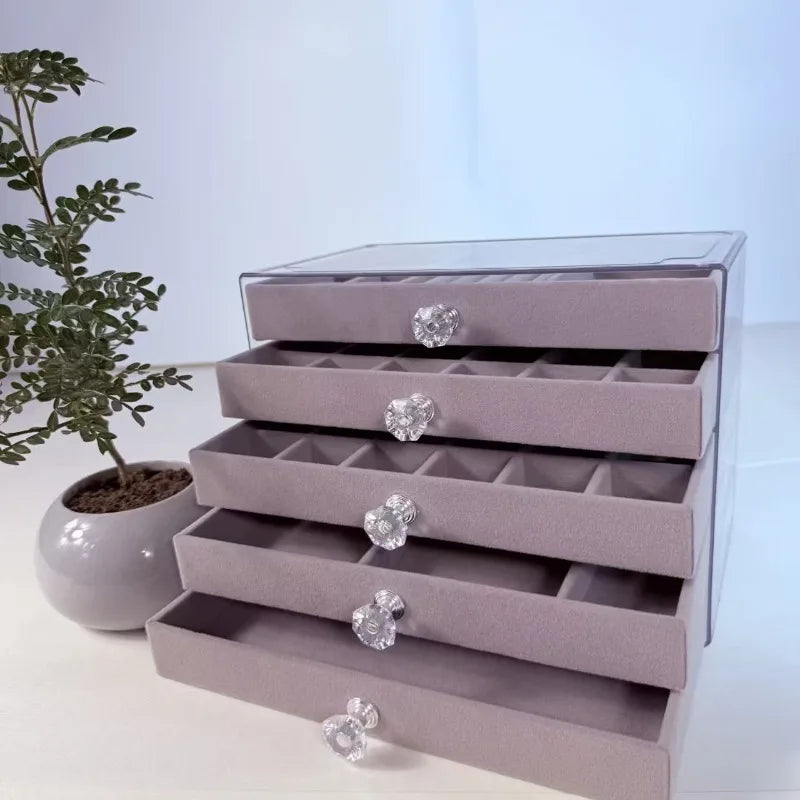 5-Layer Jewelry Storage Box – Elegant Gray Drawer Organizer for Rings, Earrings, Necklaces & Bracelets | NaturalBuiltHome