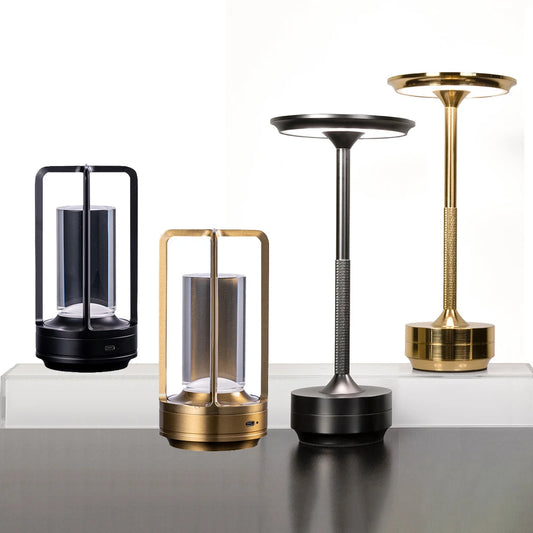 Modern 2400mAh USB-C Charging Rechargeable Alloy Wireless Touch Table Lamp for Bedroom Camping Desk Creative Candle Inspired