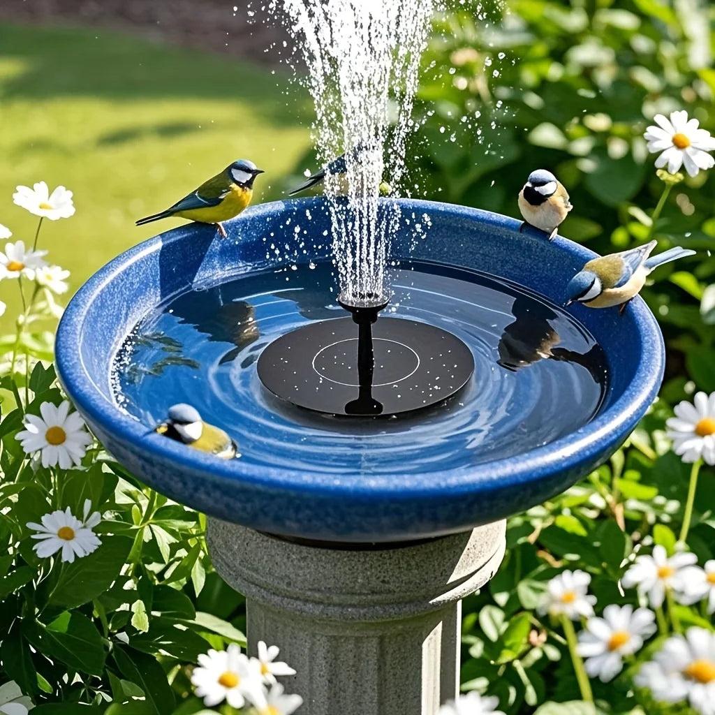 Solar-Powered Automatic Fountain with 6 Nozzle,for Blue Bird Bath for Gardens,Fish Tanks & Outdoor Use–for Continuous Water Flow