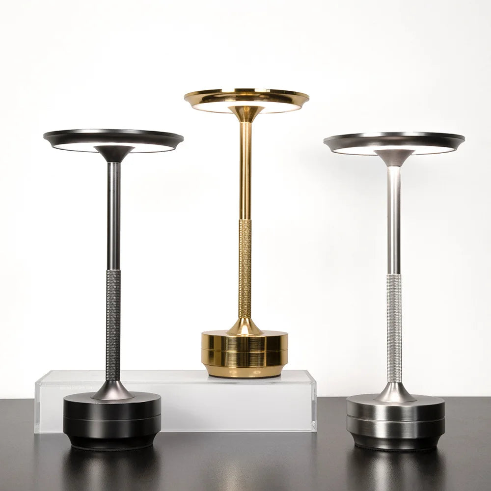 Modern 2400mAh USB-C Charging Rechargeable Alloy Wireless Touch Table Lamp for Bedroom Camping Desk Creative Candle Inspired