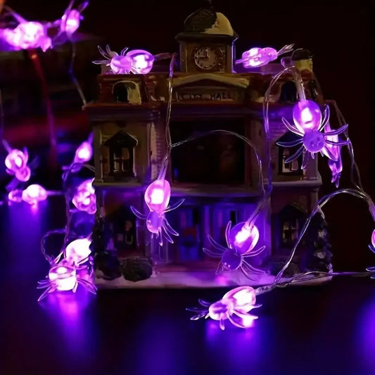 1PC 1.5M10LED/3M20LED Halloween spider battery box light string(without battery),suitable for autumn harvest,party decoration