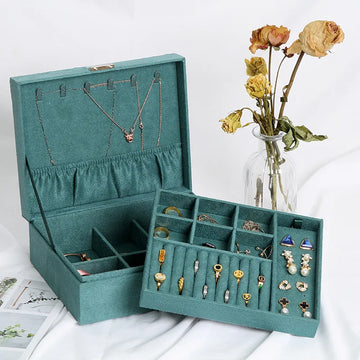 Double-Layer Velvet Jewelry Box – Large Capacity Organizer for Necklaces, Rings & Bracelets | Naturalbuilthome