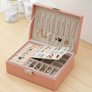 Leather Jewelry Box with Key Lock – Elegant Faux Suede Organizer for Rings, Earrings & Necklaces | NaturalBuiltHome